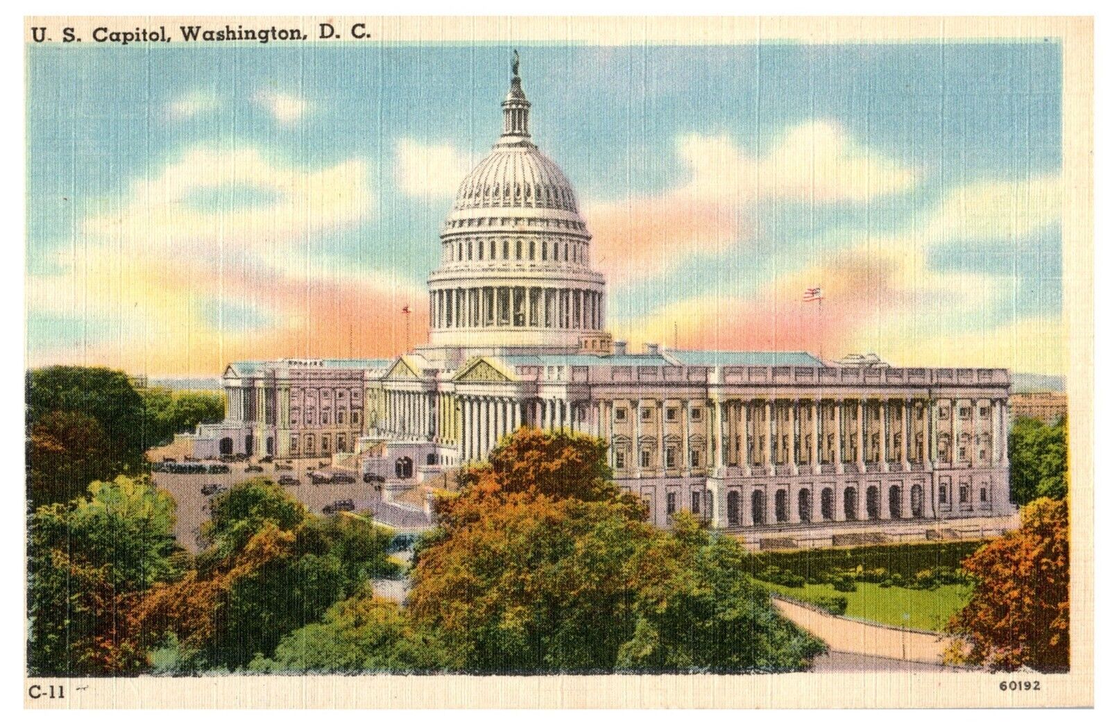 POSTCARD VTG US Capitol Washington DC Linen 