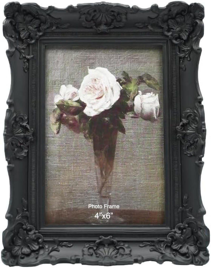 CISOO 4X6 Vintage Picture Frame Antique Ornate Black Photo Frame, for Table Top 