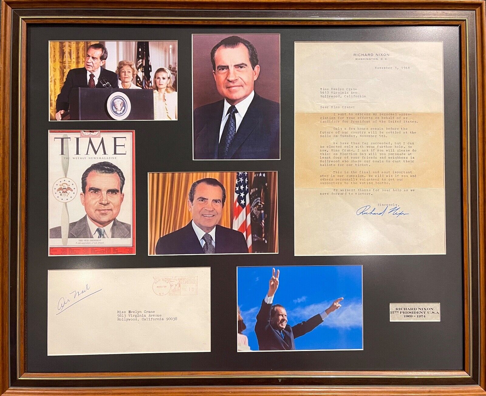 Rare Former President Richard Nixon Hand Signed Letter & COA 55 x 45cm Framed