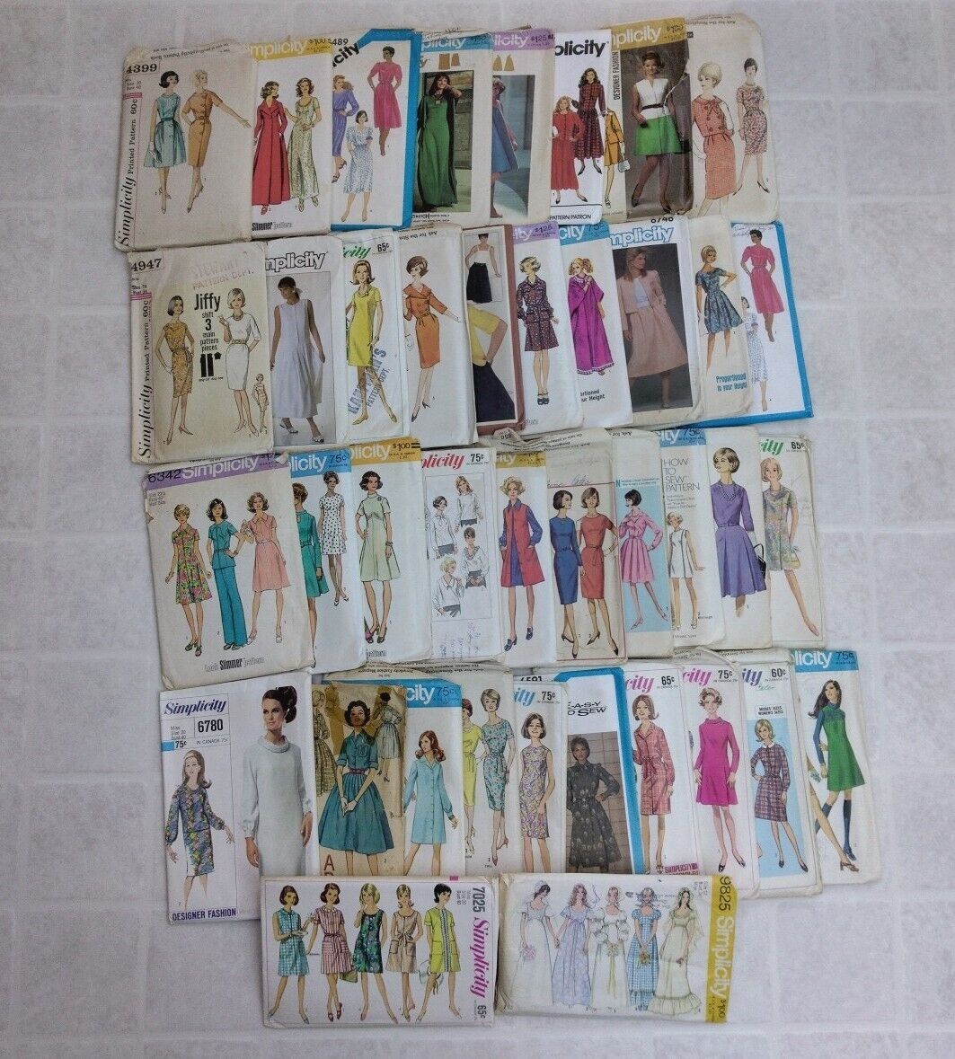 Lot of 40 Vintage Sewing Patterns 50s-80's Simplicity Dresses & Skirts Cut 