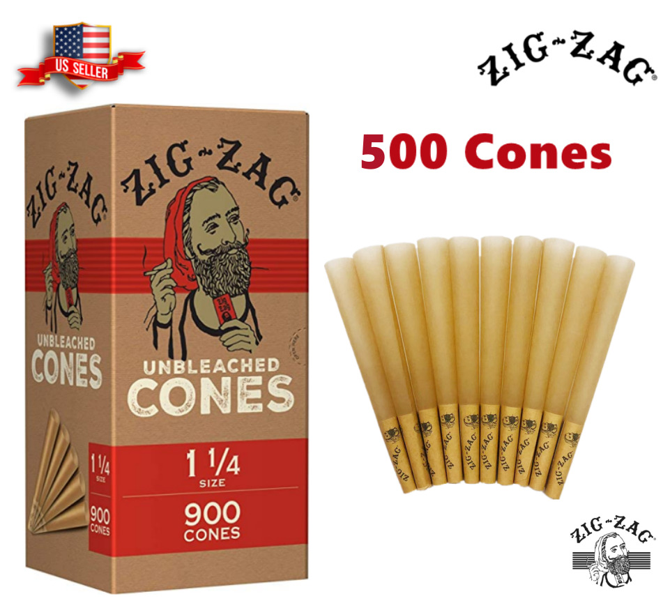 Zig-Zag® Unbleached Paper Cones 1 1/4 Size 500 Pack Fast Shipping