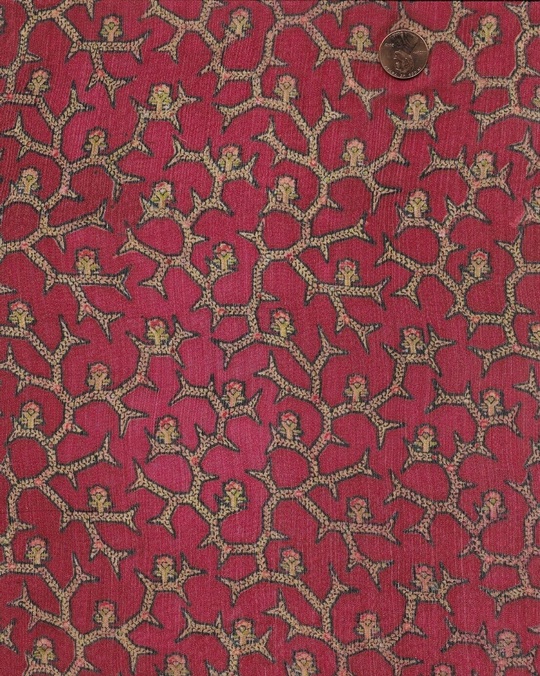Antique 1840 Floral Silk Fabric