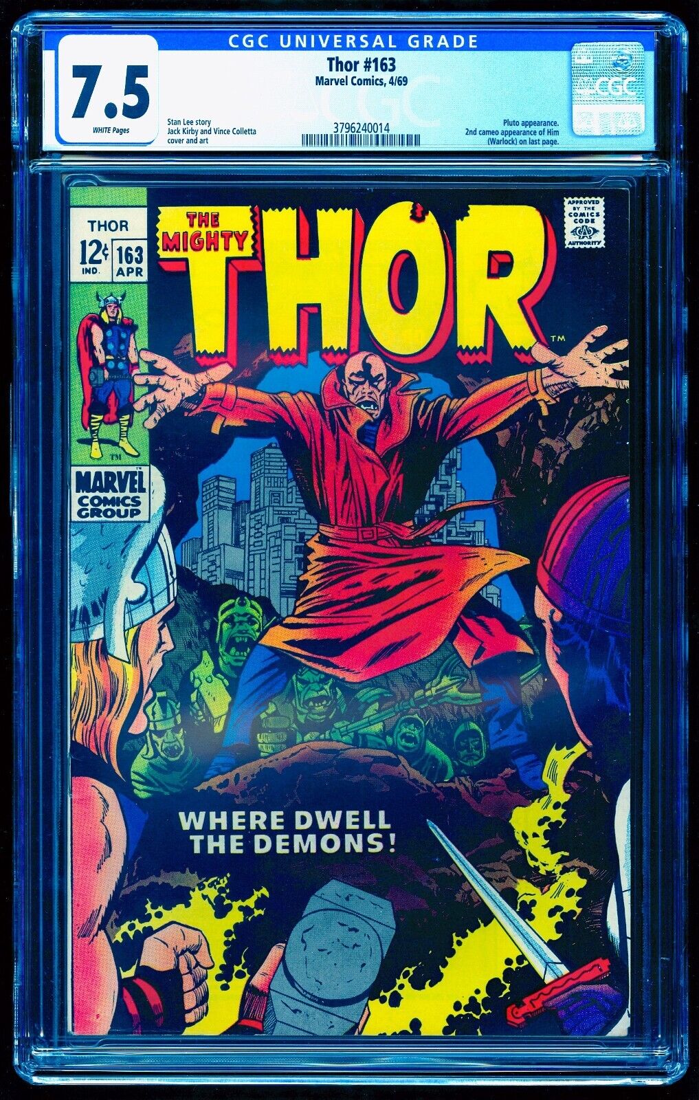THOR 163 CGC 7.5 WHITE PAGES NICE AS 9.0 💎 2nd HIM AFTER FANTASTIC FOUR 67