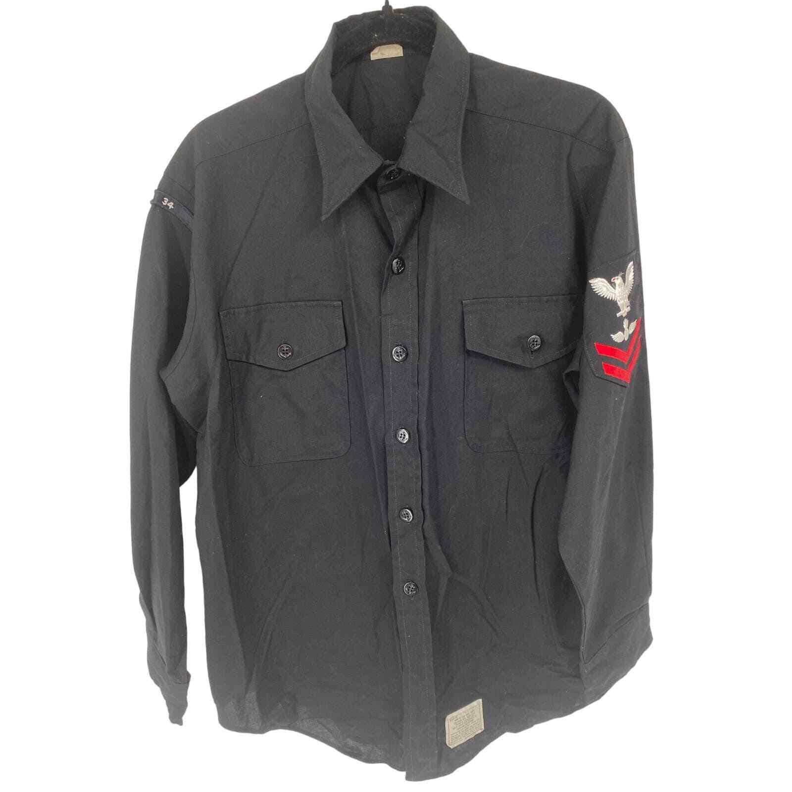 WWII 1940\'s Vintage Official US Navy 2nd Class Uniform Shirt 16.5 x 33 black