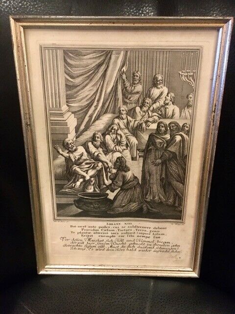 Antique Engraving - Jesus Washing the Feet of the Apostles - Framed - 18th c.