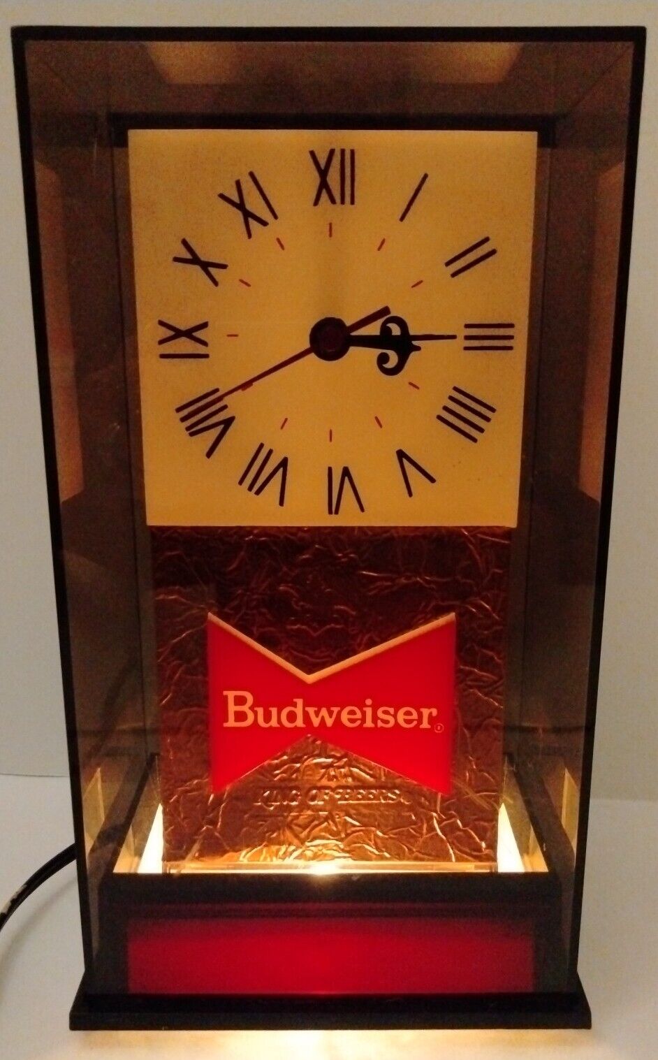 Budweiser King Of Beers Light Up Bar Clock Light Man Cave Vintage Working