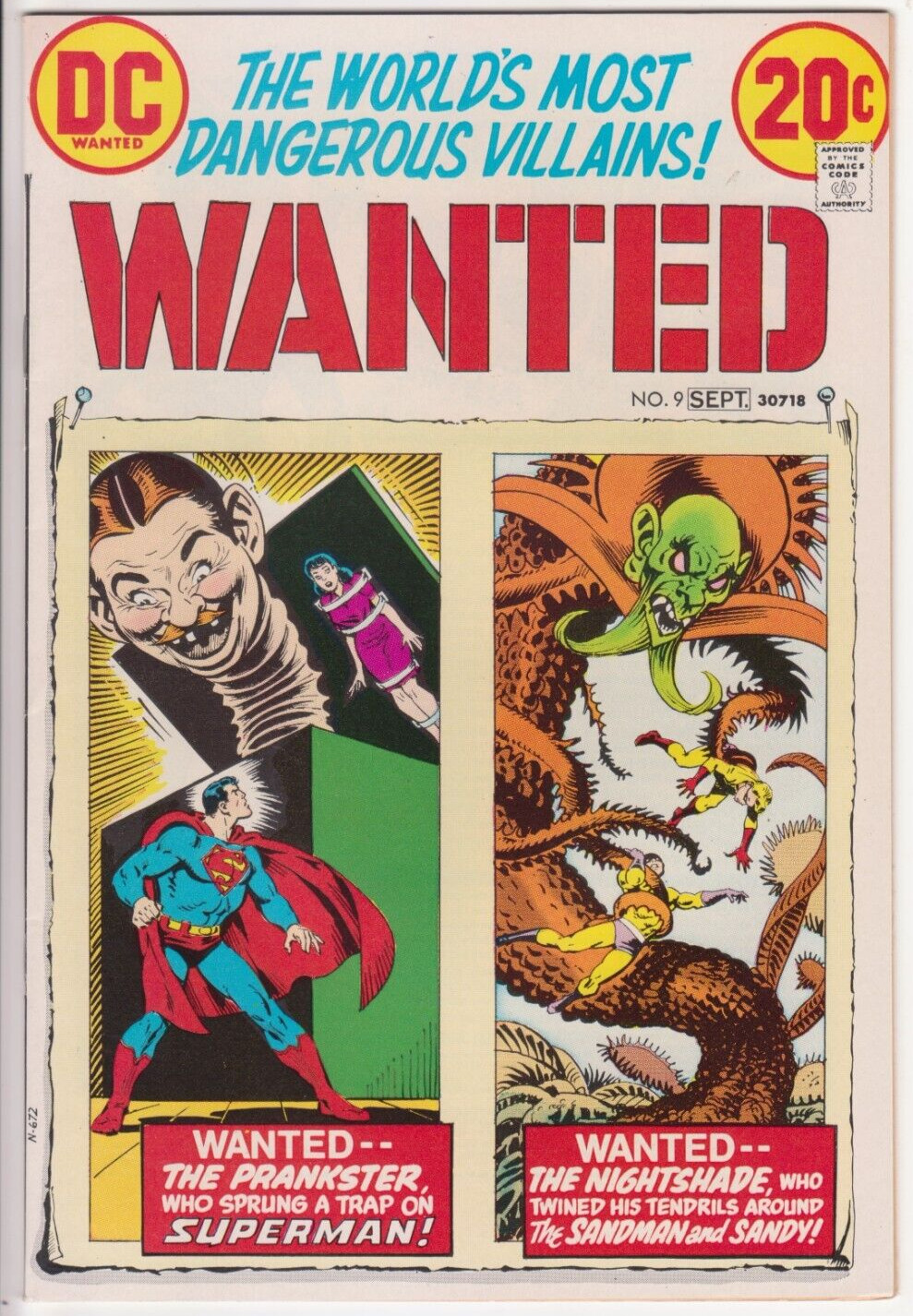 Wanted The World's Most Dangerous Villains #9, DC Comics 1973 VF+ 8.5 Final
