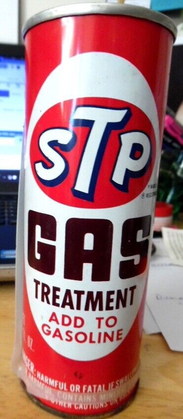 Vintage Unopened 1976 STP Gas Treatment Can 8oz w Plastic Funnel Form, nice