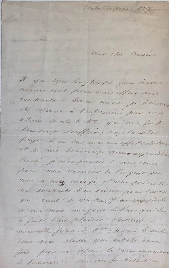 Guy de MAUPASSANT - Rare autograph letter signed from youth (1867)