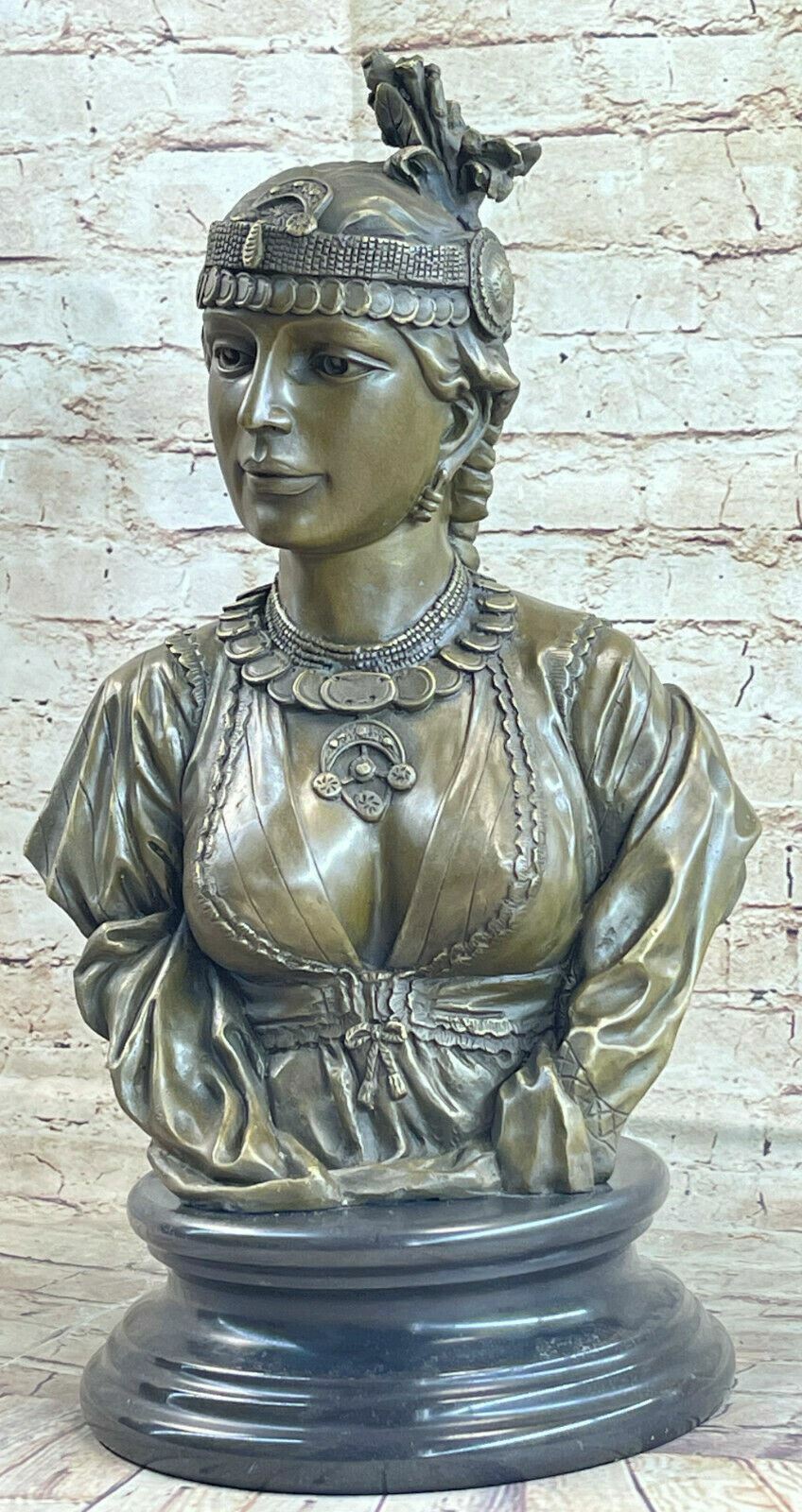 Gold Patina Classic French Girl Bronze Art Nouveau Deco Hot Cast Bronze Artwork
