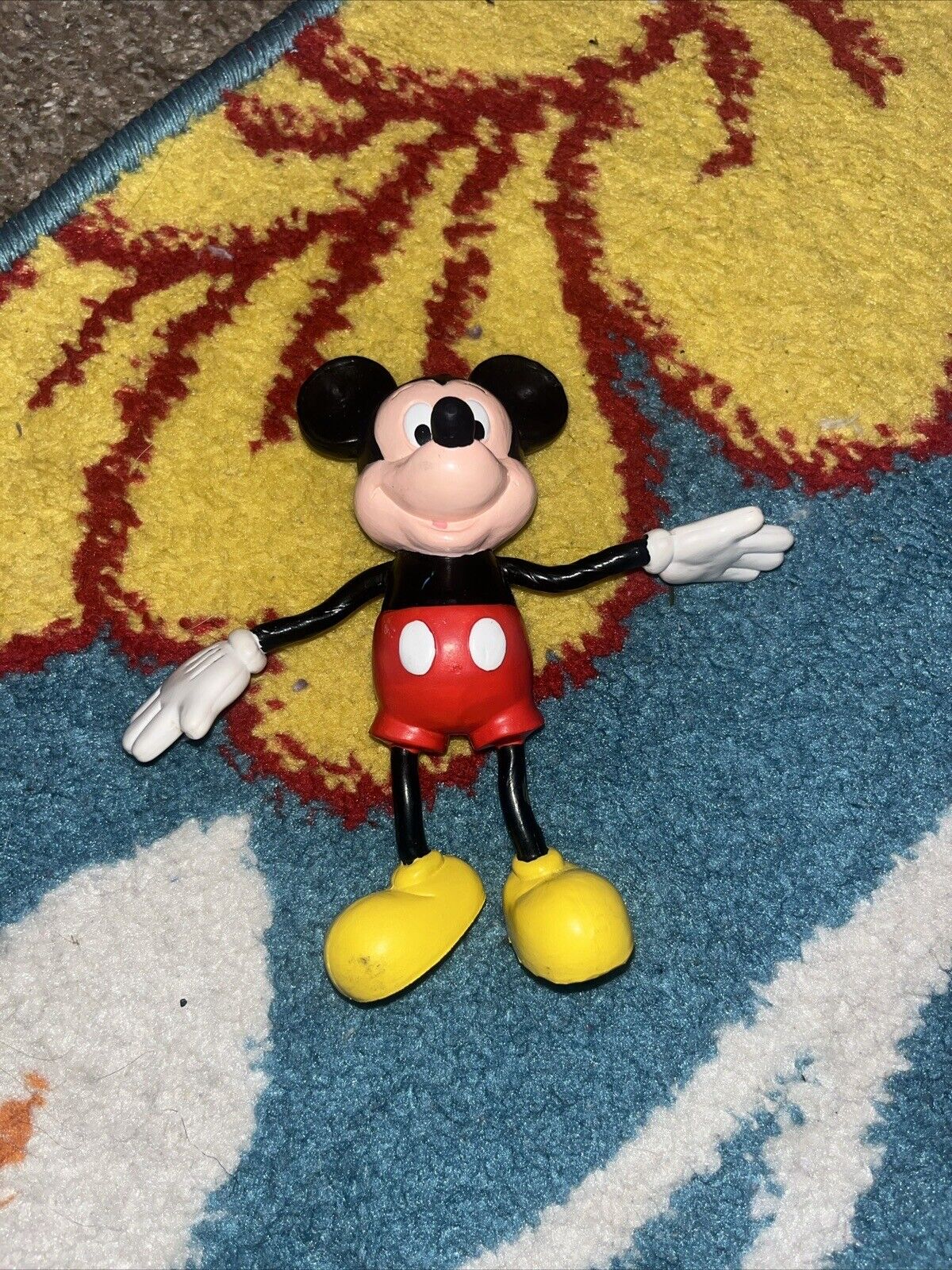 Vintage Walt Disney Applause Mickey Mouse Rubber Bendy Figure 5 inches Free Retu