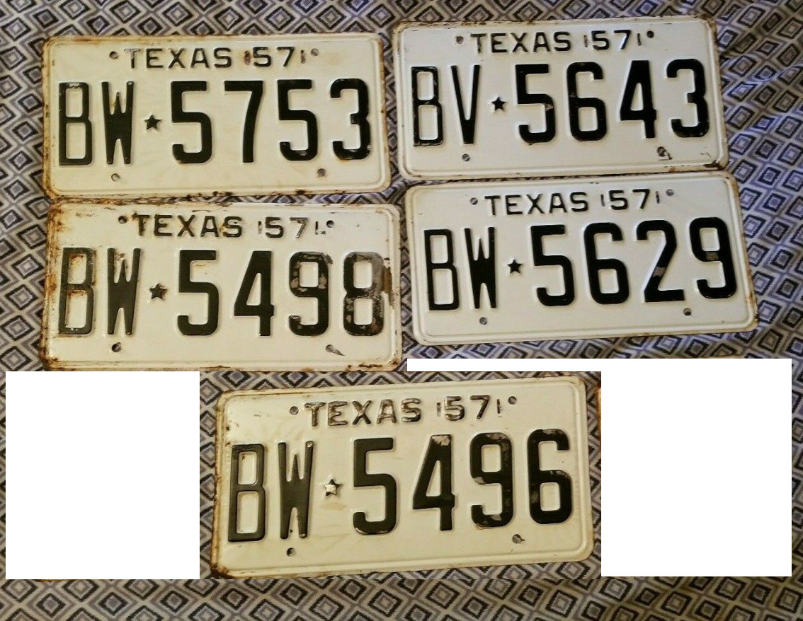 Barn Antique Vintage Texas Rustic License plate Decor 1957 CAR Embossed  57 BULK