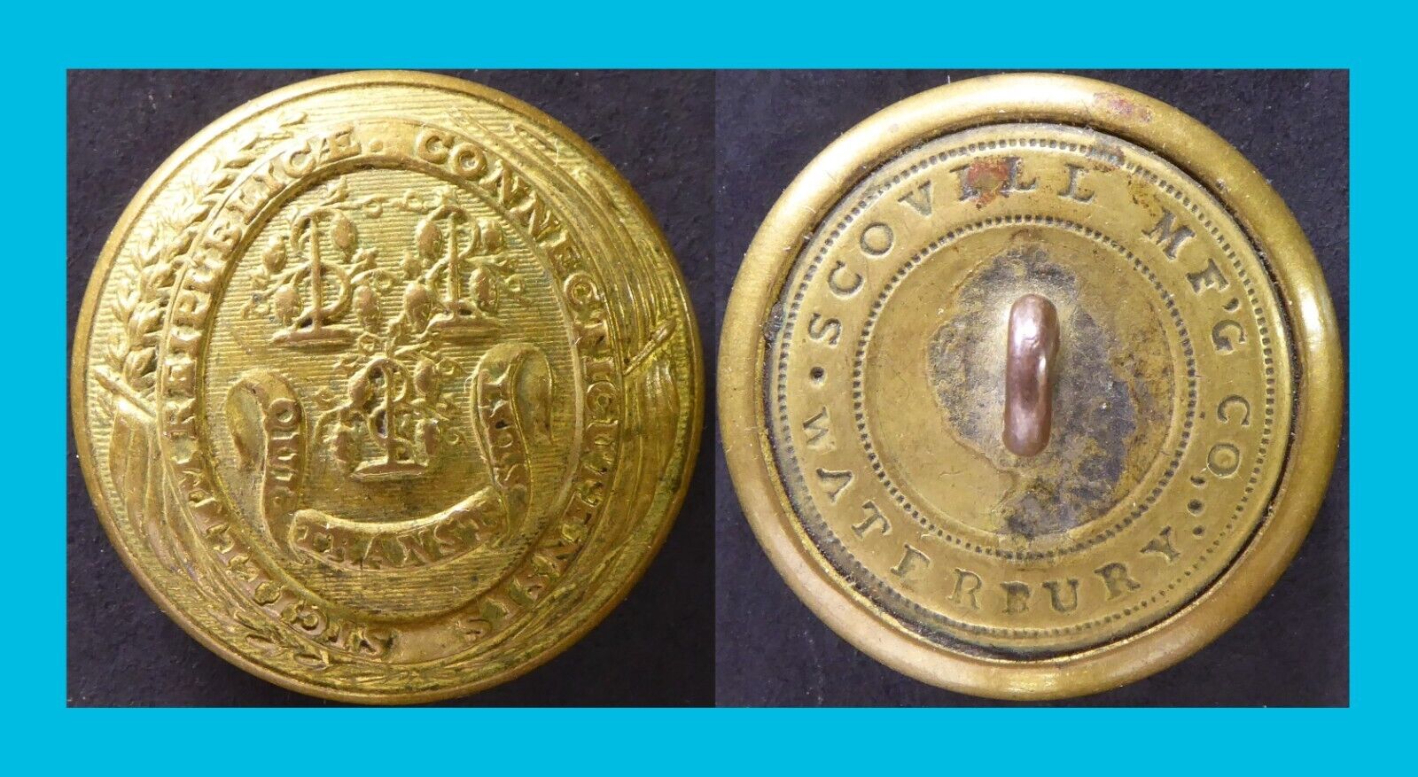 c. 1860 Connecticut state enlisted coat button - nondug Civil War antique relic