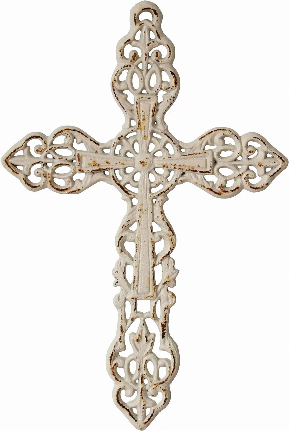 Stonebriar SB-5793A Decorative Distressed Cast Iron Wall Cross with Hanging Loop