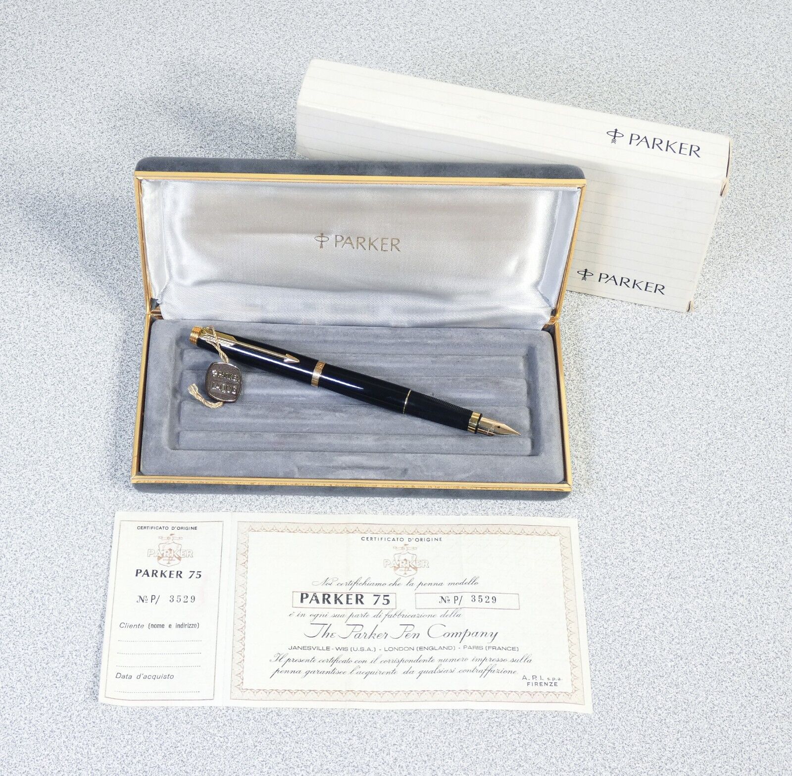 ⚜️ Pen Fountain Pen Parker 75 Laque Lacquer Black Classic 1960S France Box