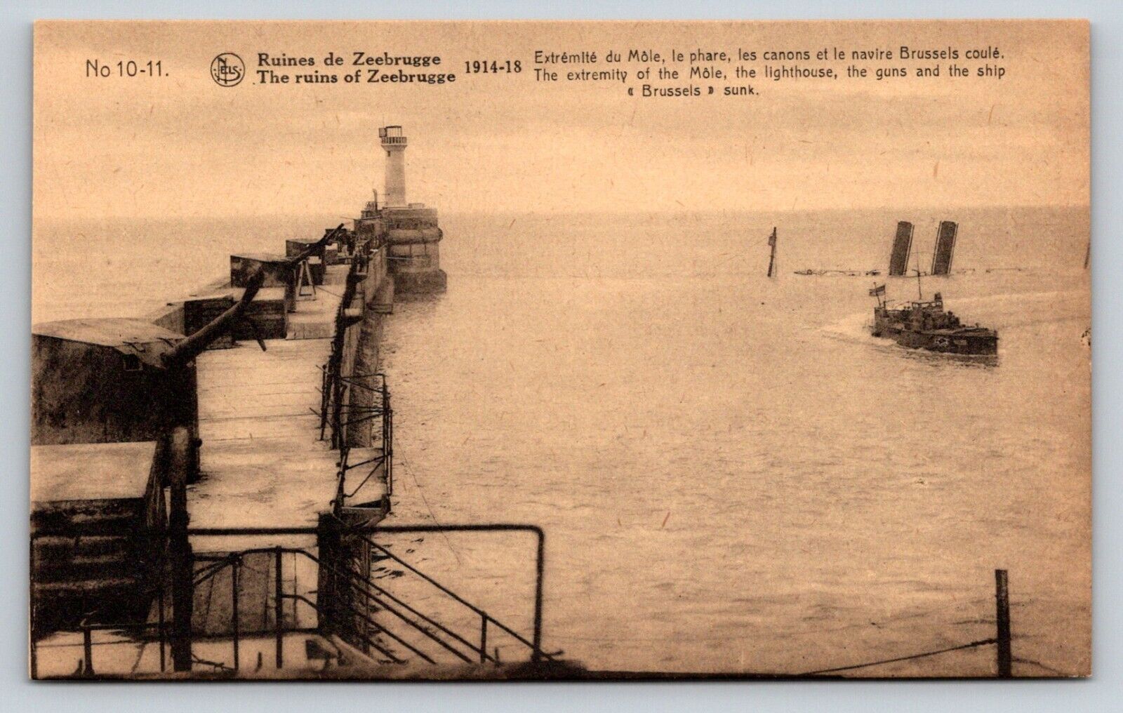 WWI Military The Ruins of Zeebrugge World War 1 Belgium vintage Postcard