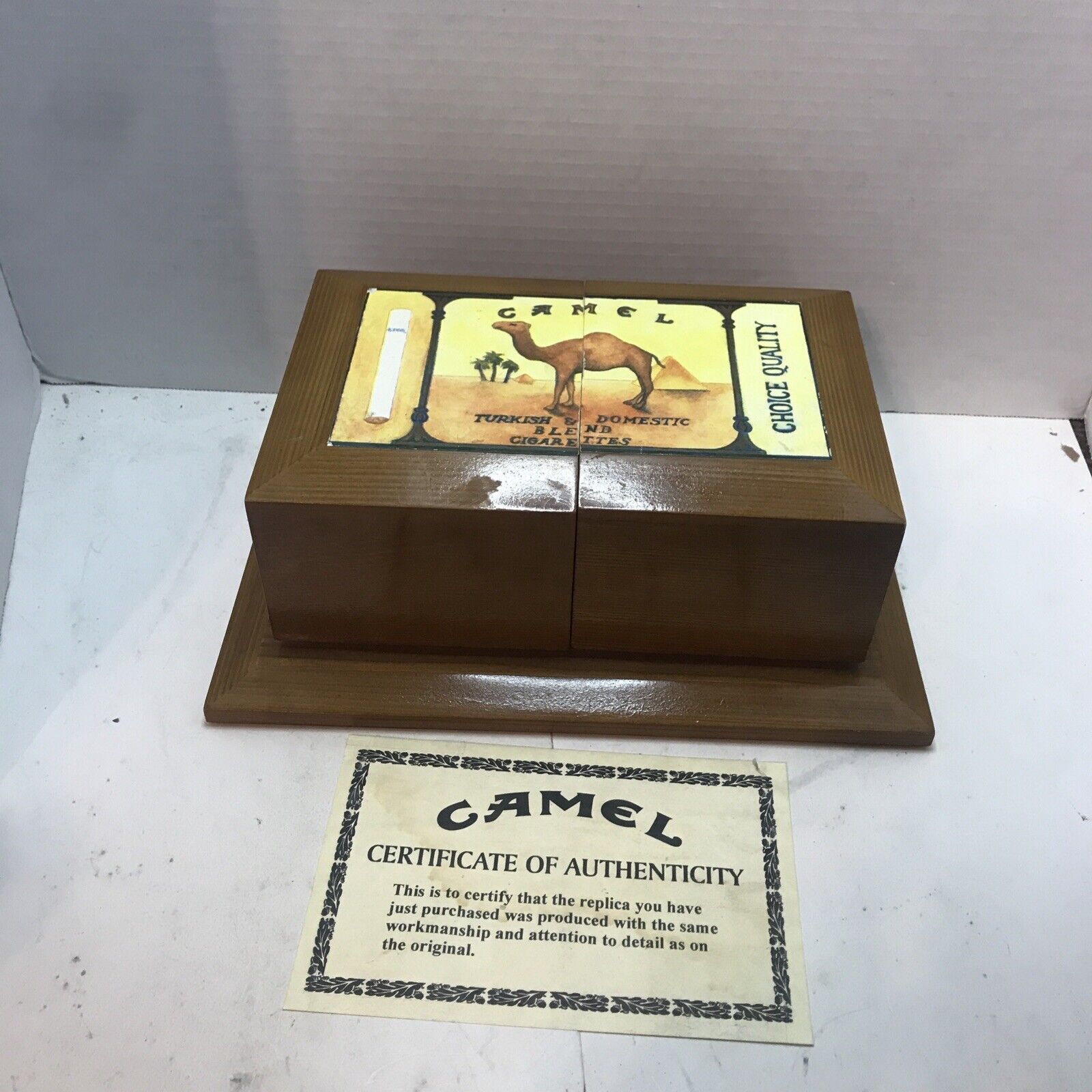 Vintage Camel Cigarette Wooden Jewelry Type Box Thomas Museum Series With COA