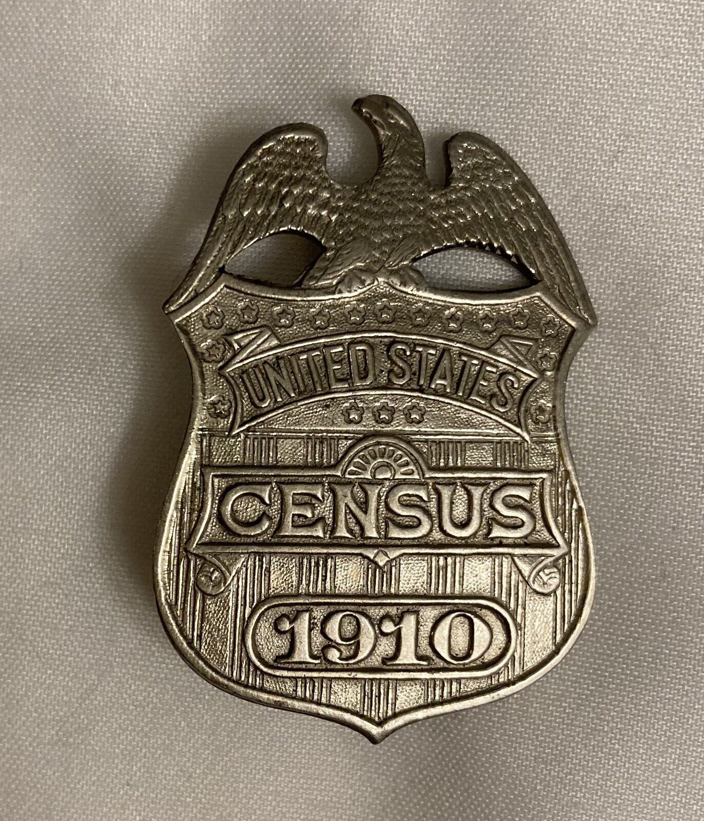 Antique 1910 United States Census Enumerator Badge Vintage Obsolete