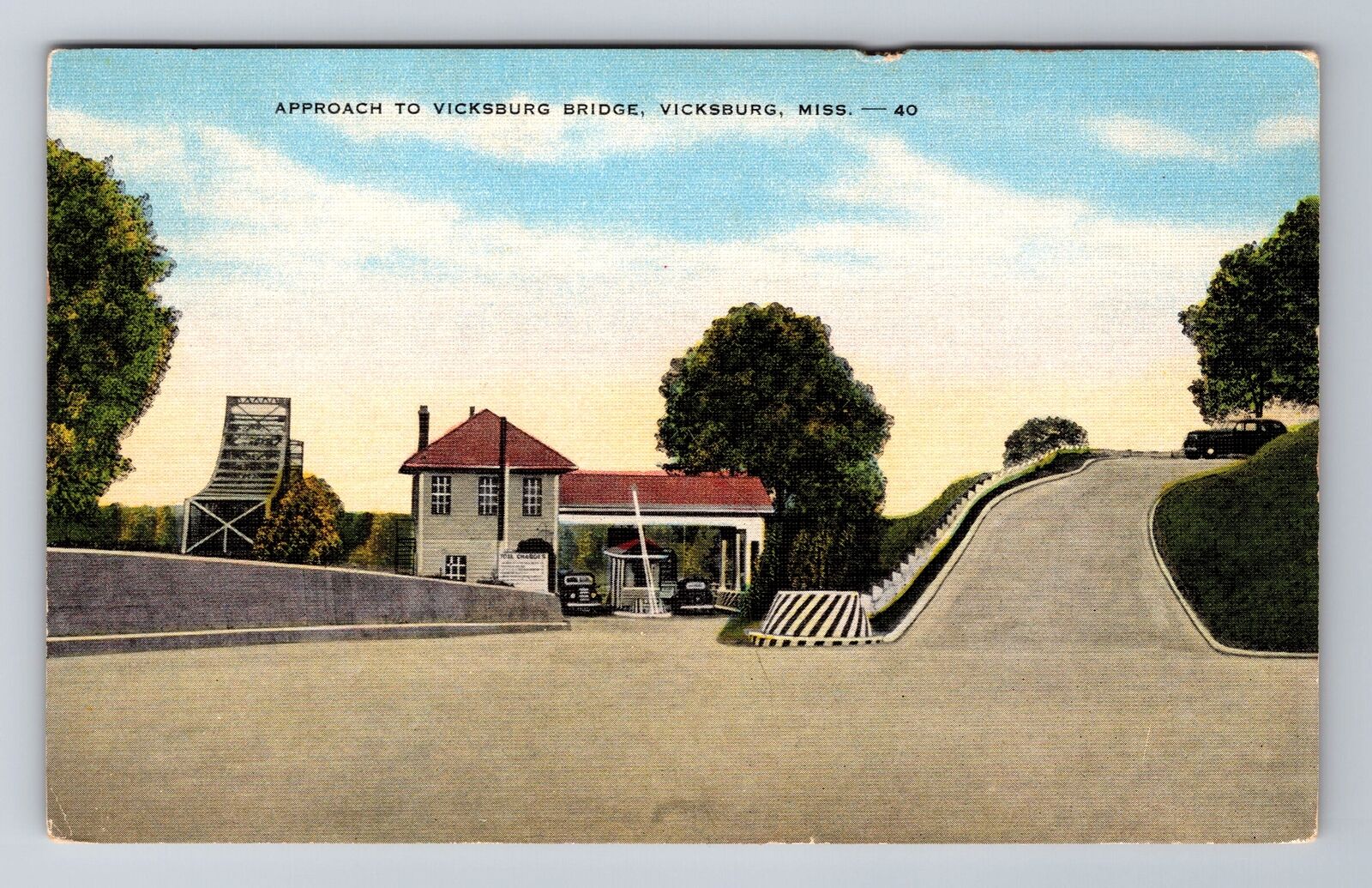 Vicksburg MS-Mississippi, Approach to Vicksburg Bridge Souvenir Vintage Postcard