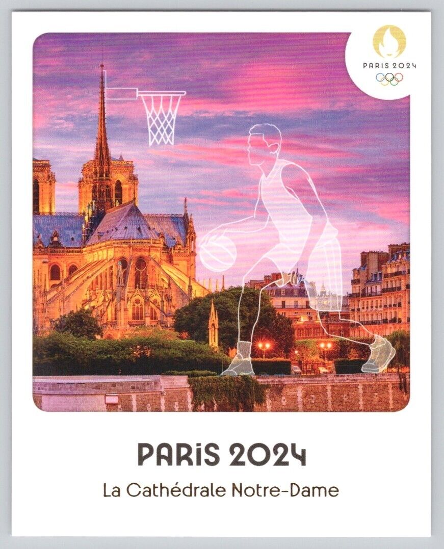 Basketball POSTCARD Paris France 2024 Official Olympic and Paralympic Games