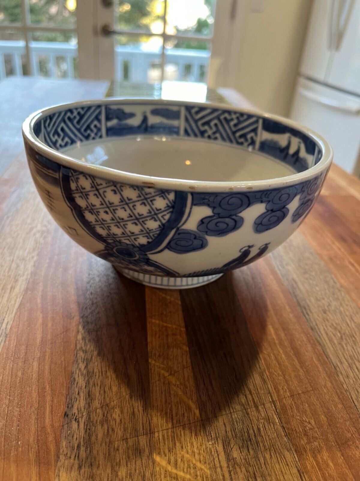 Japanese Arita (Imari) Ware Large Blue & White Bowl - Studio Pottery