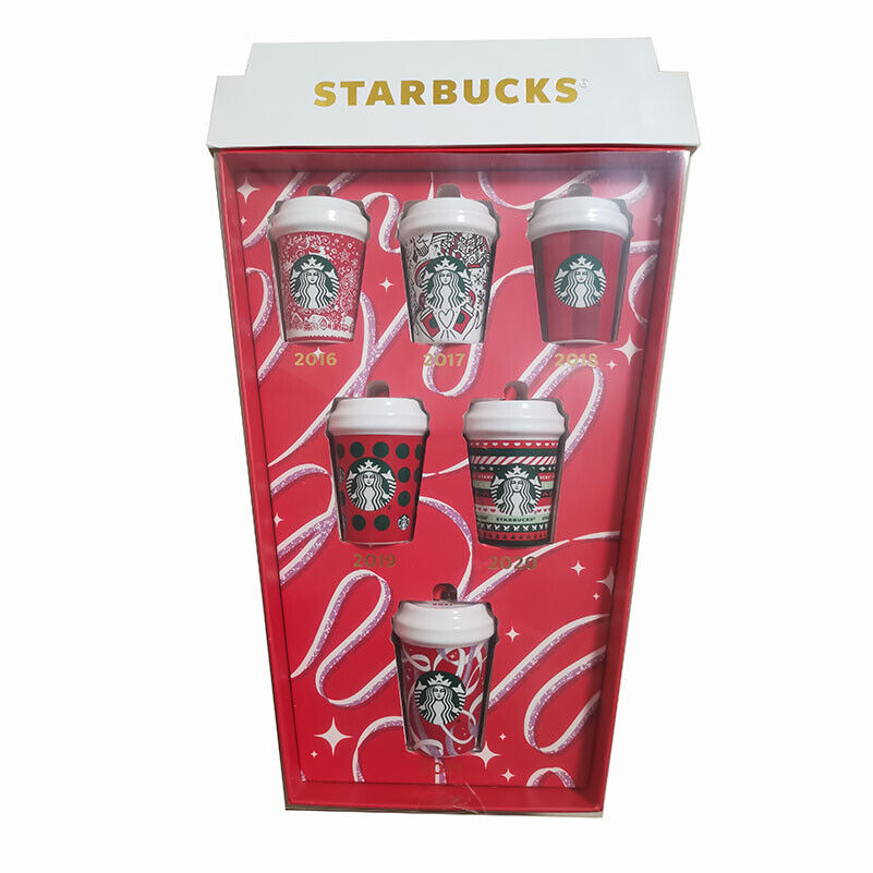 Xmas Gift Starbucks 2006-2021 Christmas Mini Red Cup Cute Ornaments 6pcs Set