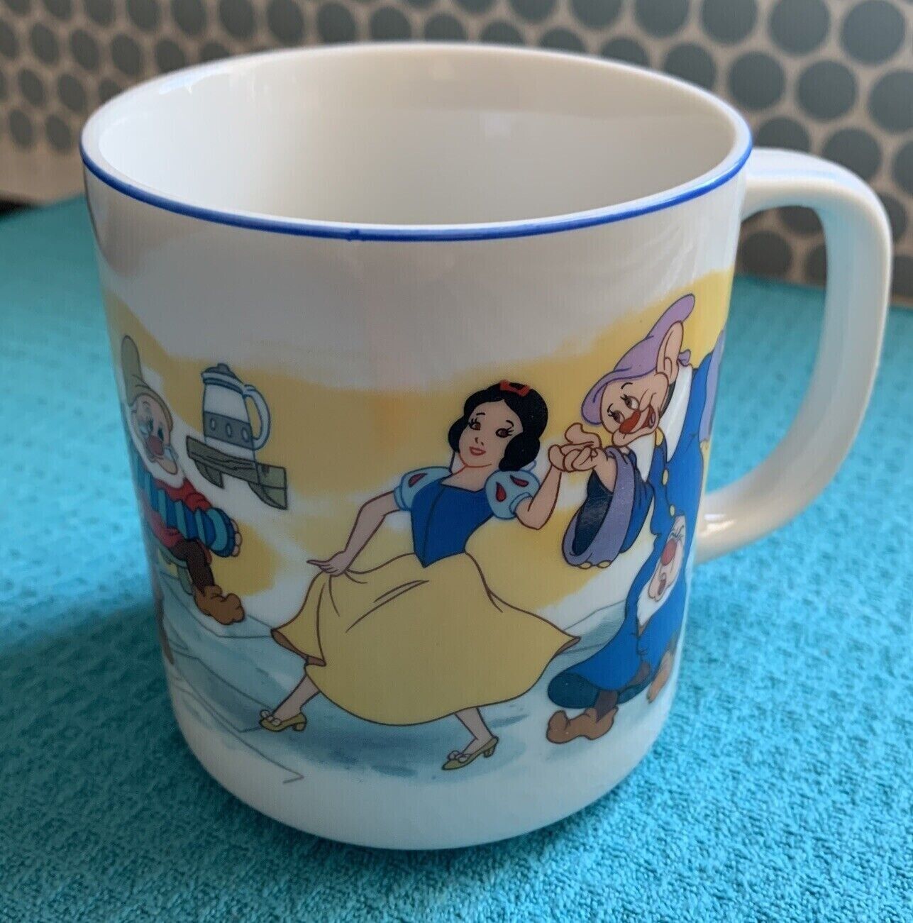 Vintage Disney Snow White and the Seven Dwarfs Coffee Mug Made Japan Dopey Grump