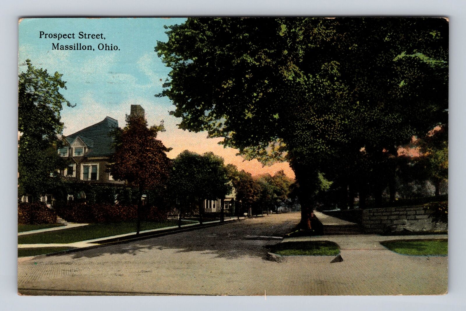 Massillon OH-Ohio, Prospect Street, Residential Area, Vintage c1925 Postcard