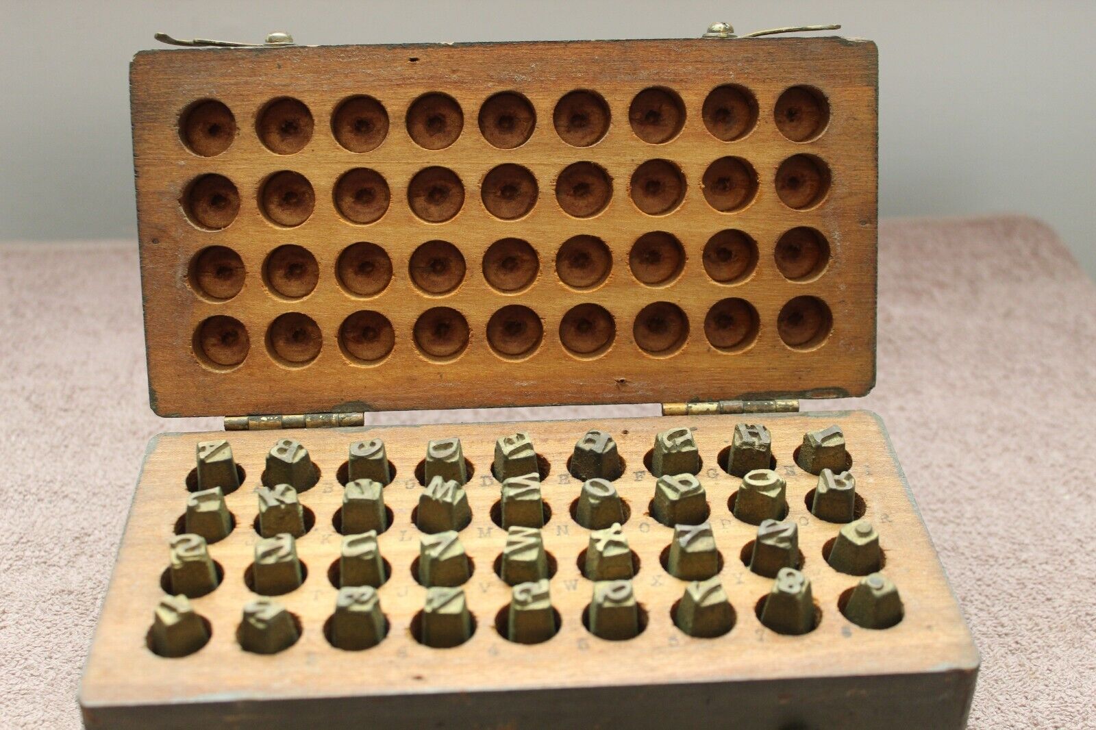 Original WW1 U.S. Army Leather Stamping Set, Complete Set in Wooden Storage Box