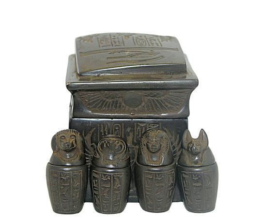 Rare Ancient Egyptian Antique Box and Canopic Jars 4Organs Storage Antique