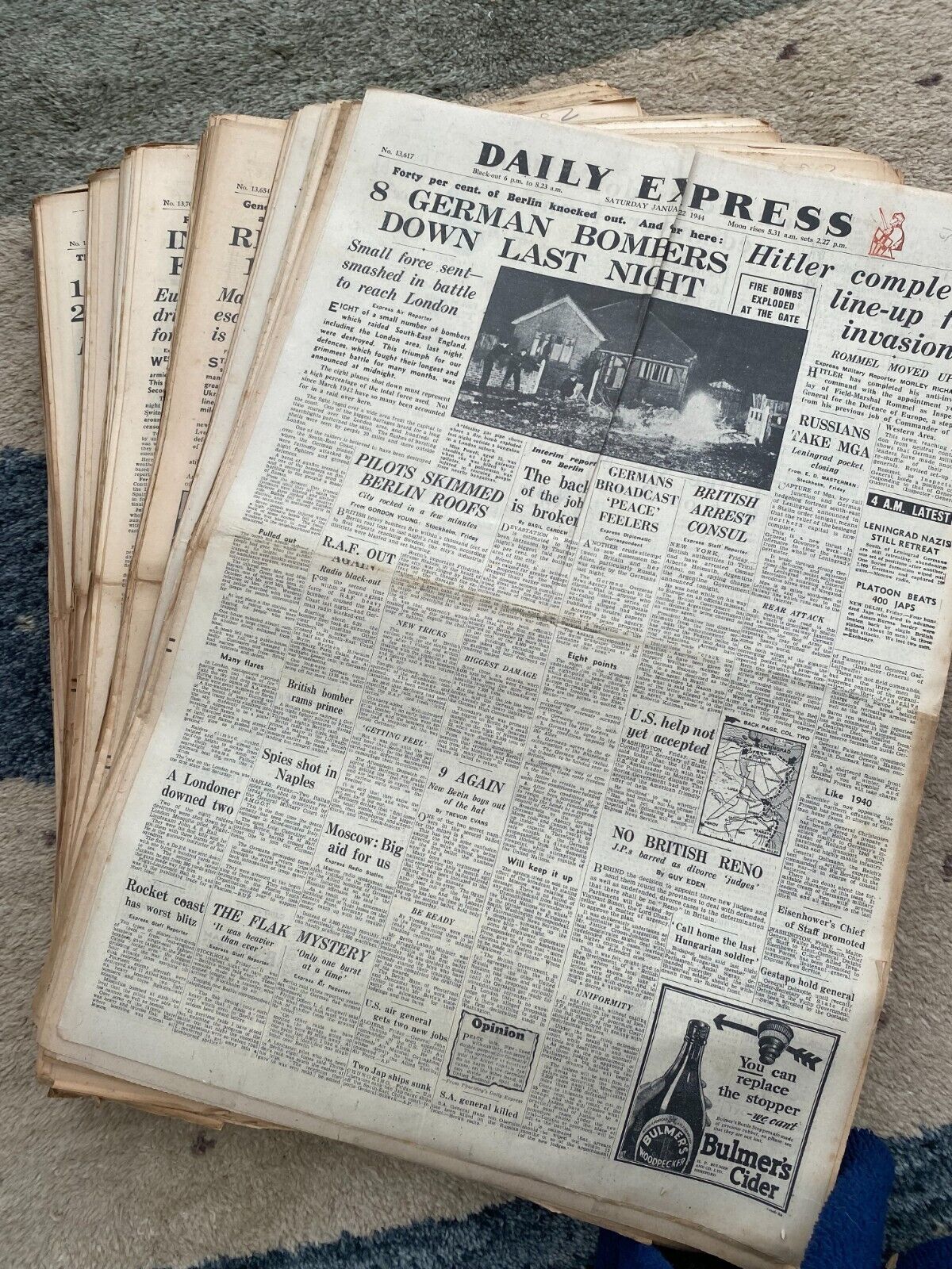 Daily Express Newspaper  27th 28th 29th OR 30th December 1944 ORIGINAL