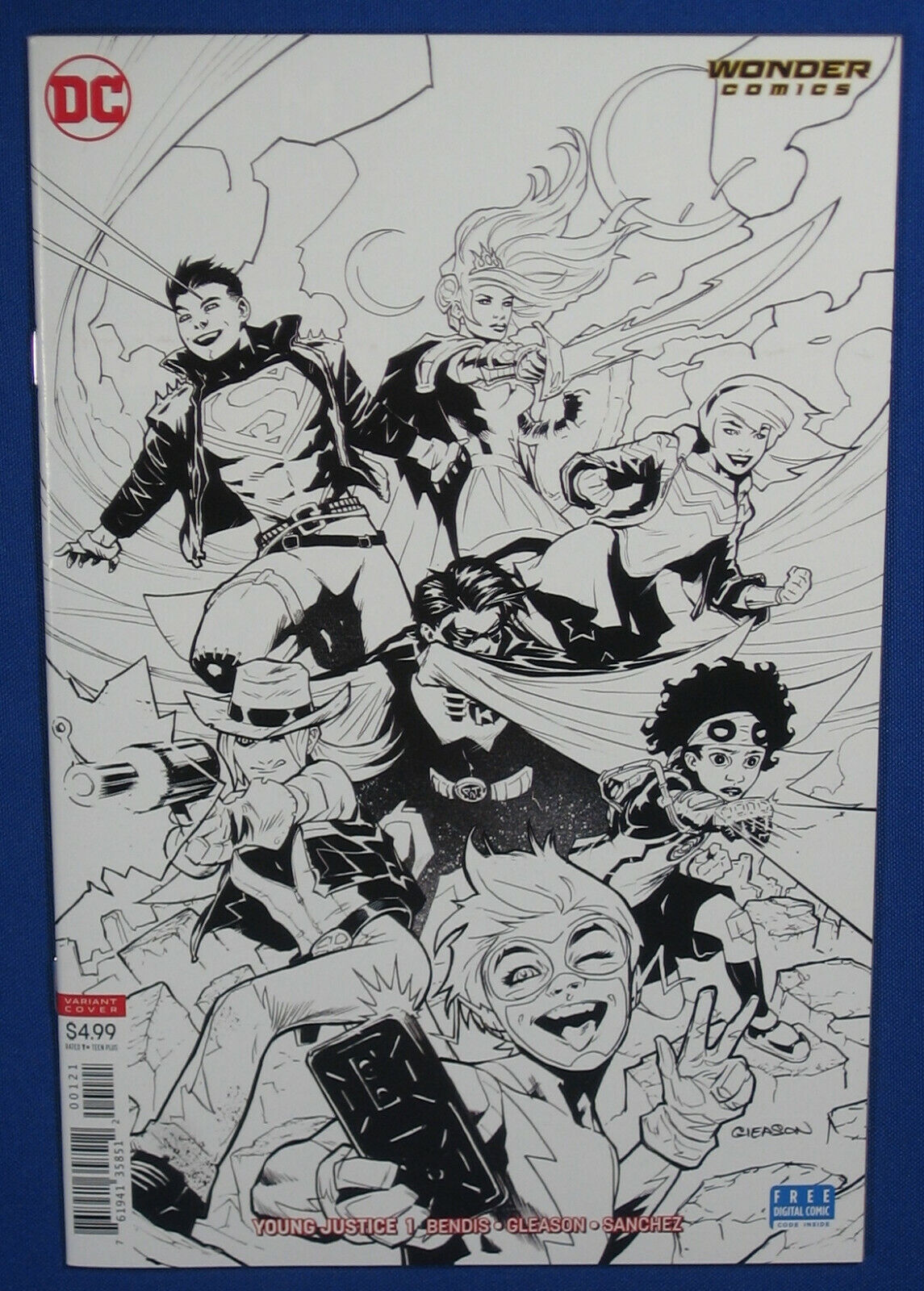 Young Justice #1 Comic Book DC 2019 B&W Sketch Variant Cover Wonder Teen Lantern
