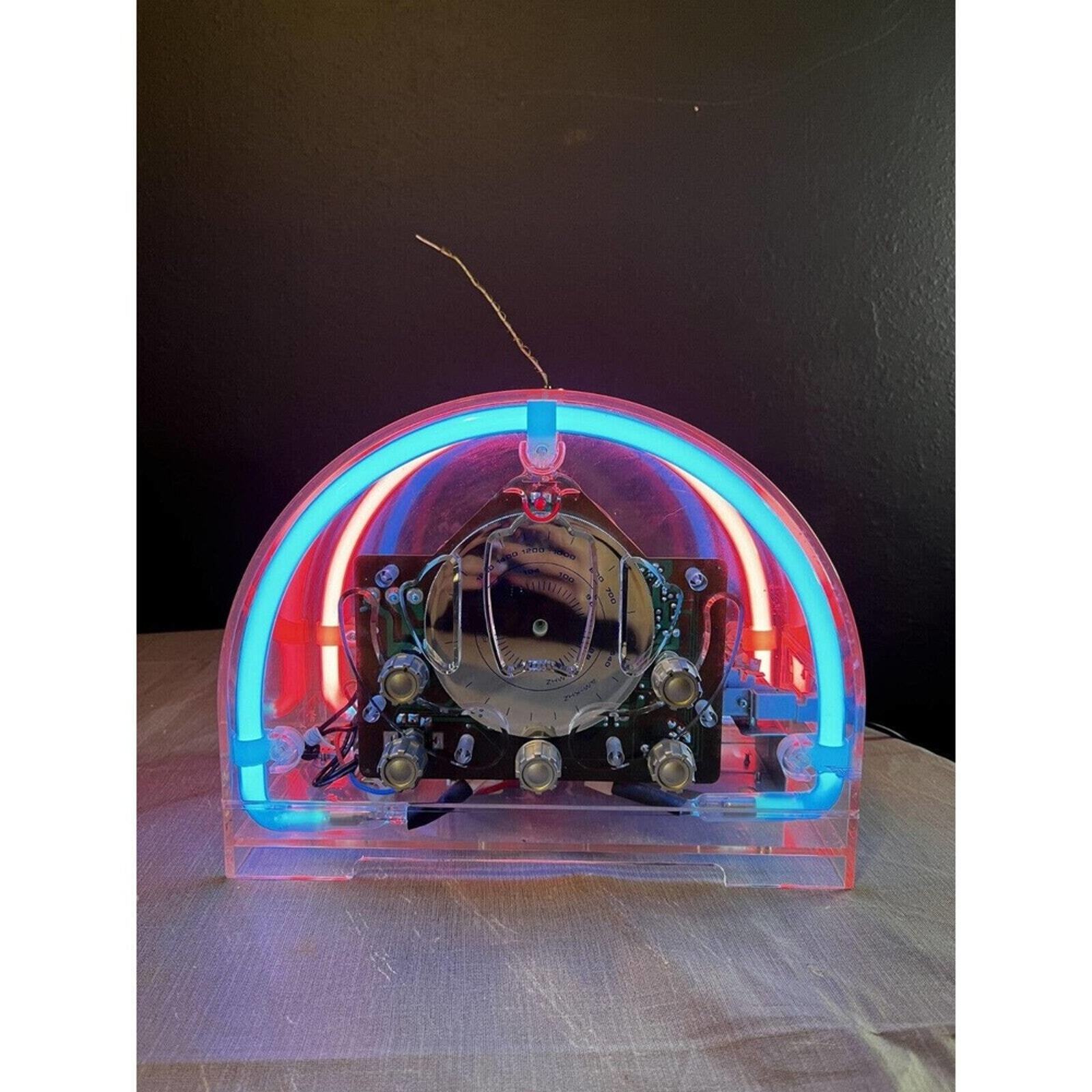 Vintage Clear Acrylic Spartan By Hi-Tech Neon AM/FM Cassette Player Radio