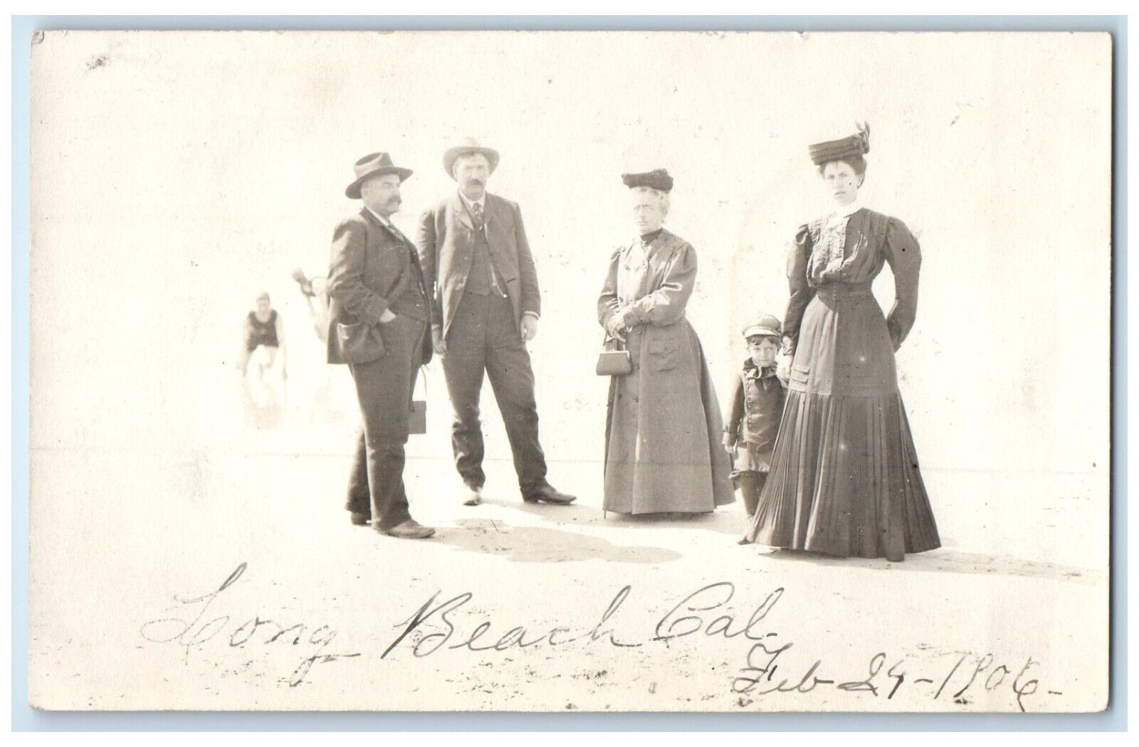 1907 People On Long Beach California CA Bozeman MT RPPC Photo Posted Postcard