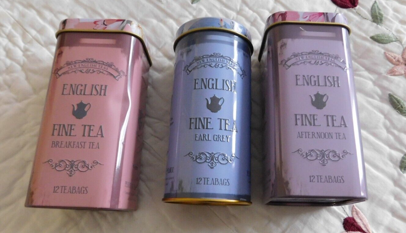 Lot Set 3 Empty English UK Small Mini Tea Tin Box Caddy 24g 0.8oz Miniature Tins