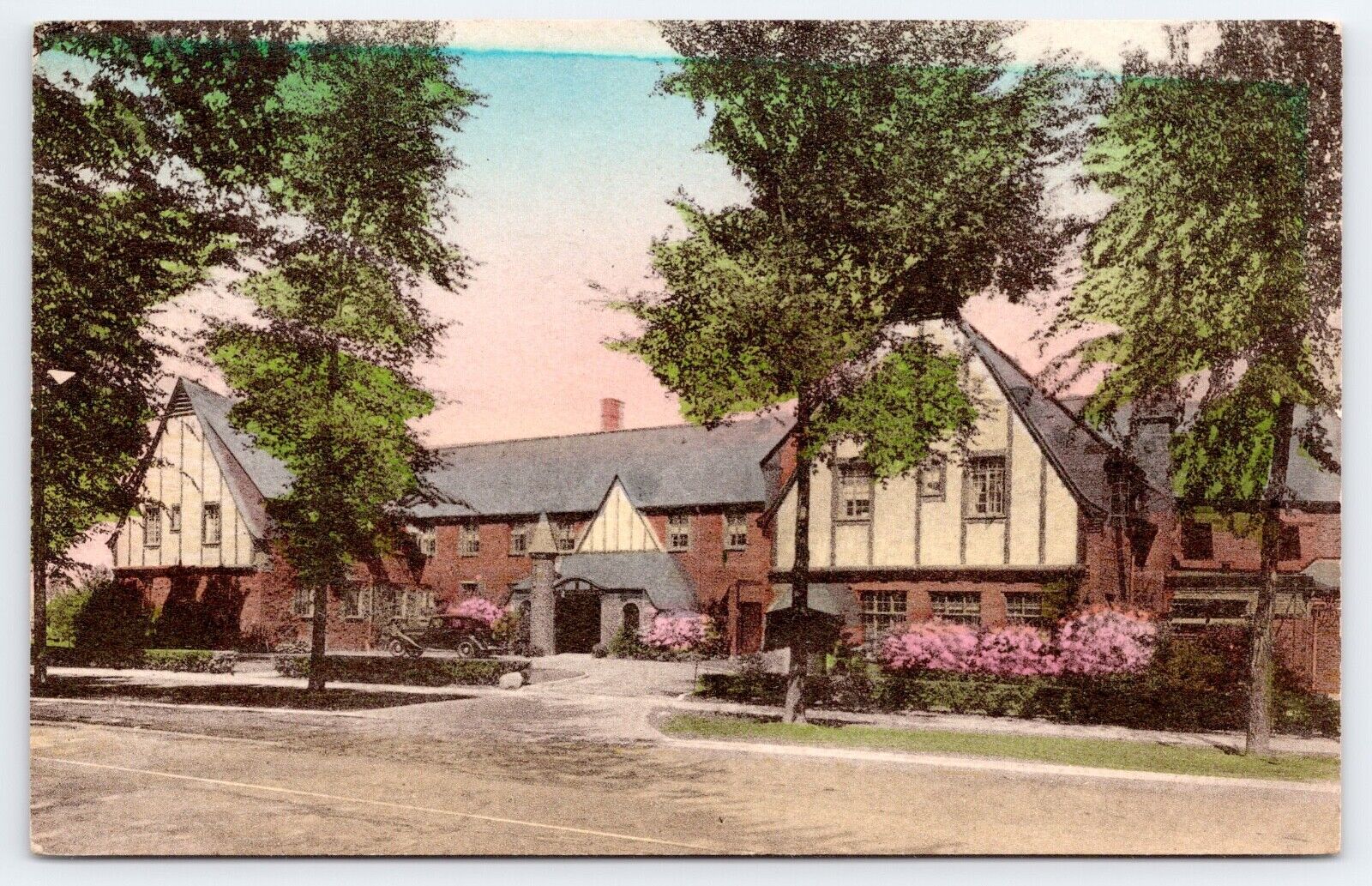 c1940s St Clair Michigan MI St Clair Inn Vintage Hand Colored Albertype Postcard