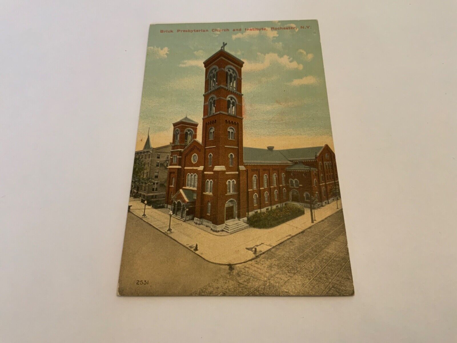Rochester, N.Y. ~ Brick Presbyterian Church and Institute - Antique Postcard