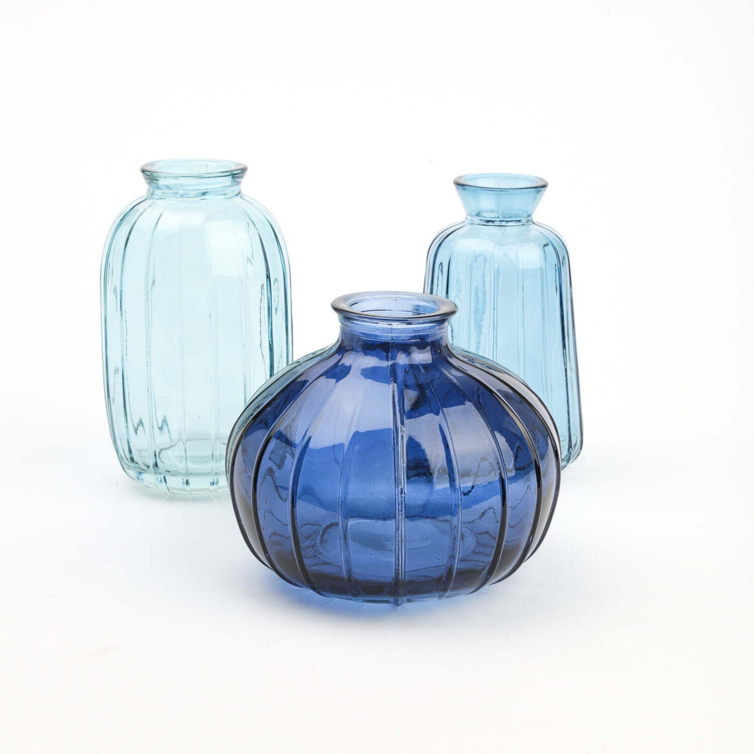 Blue Glass 3-Piece Bud Vase Set