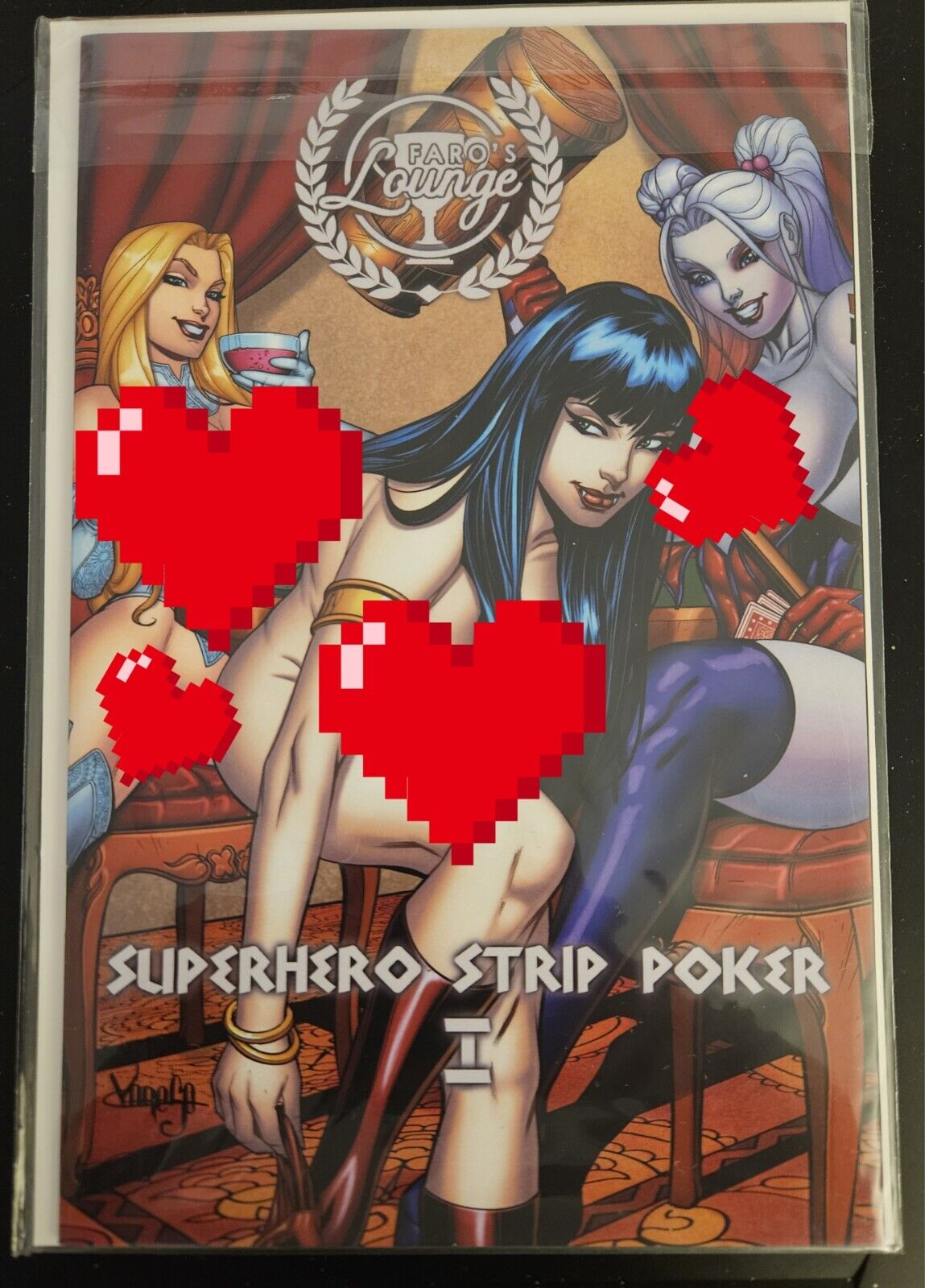 Faros Lounge: Superhero Strip Poker -Emma Frost Harley Quinn Vampirella Cosplay