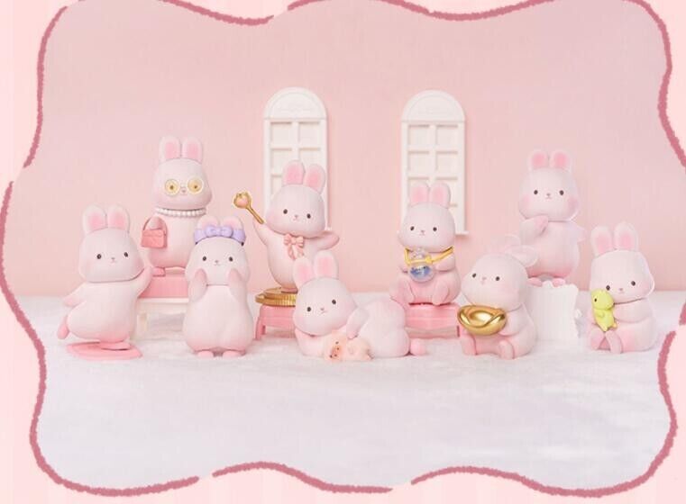 9pcs Cute Anime MOMO Bunny Rabbit Daily Series PVC Figure Model Art Designer Toy
