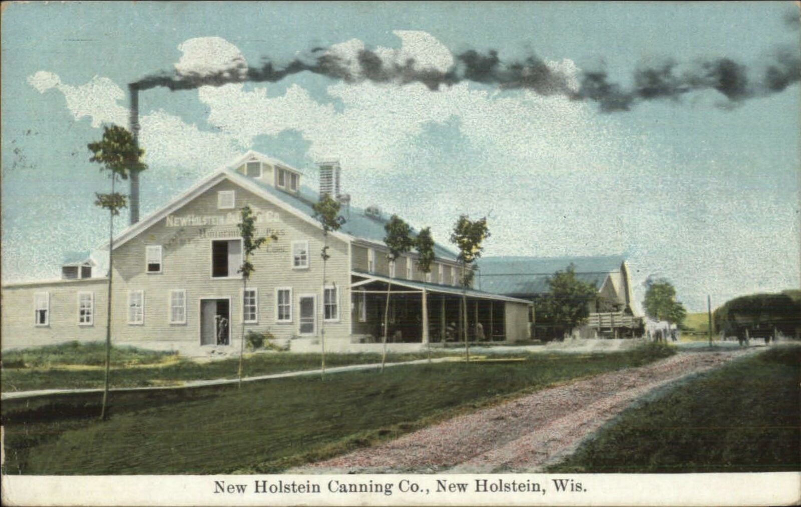 New Holstein WI Canning Co Mill c1910 Postcard