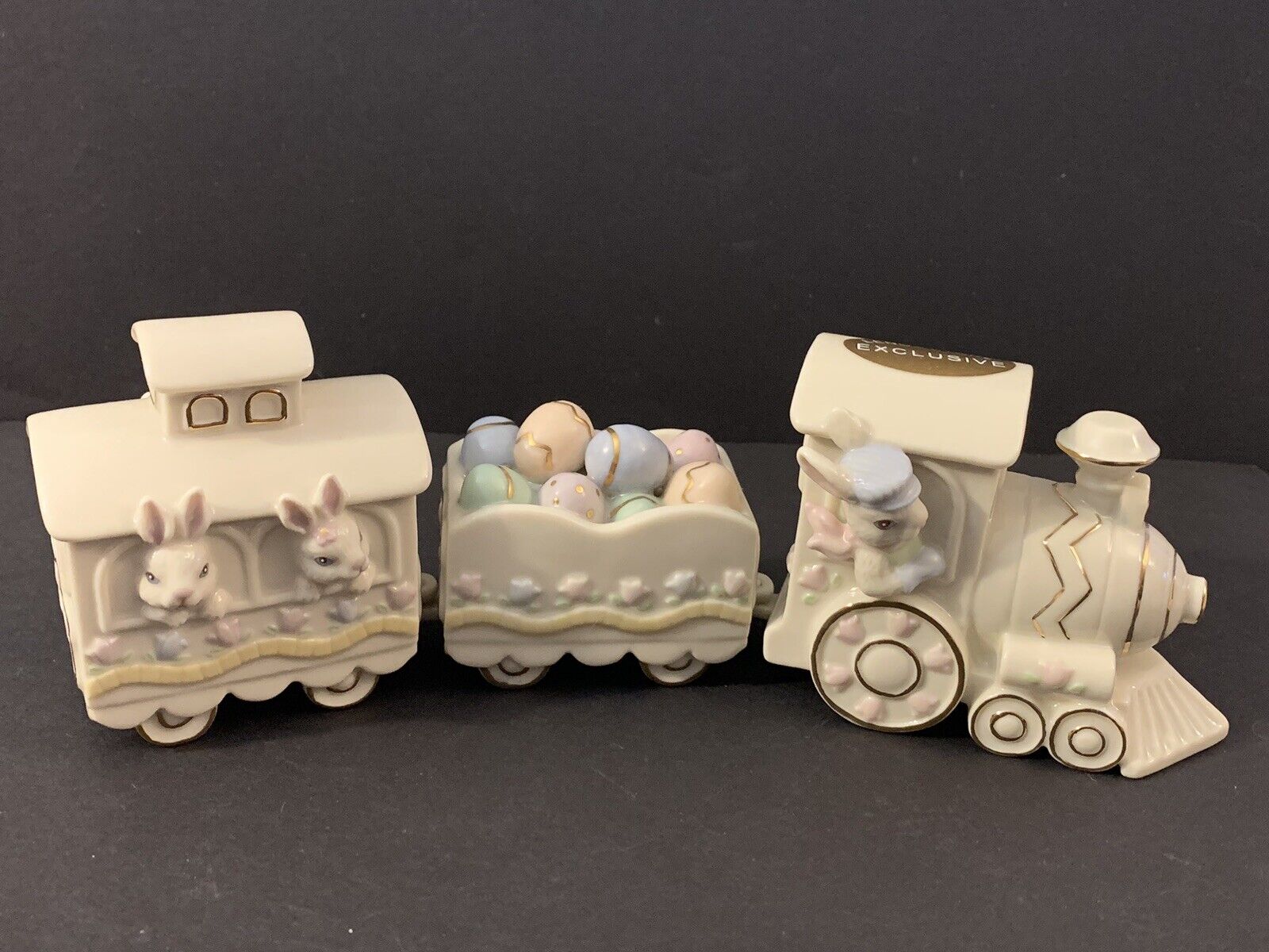 Lenox Occasions Easter Train Set of 3 Figurines Bunnies Eggs 814175 Porcelain