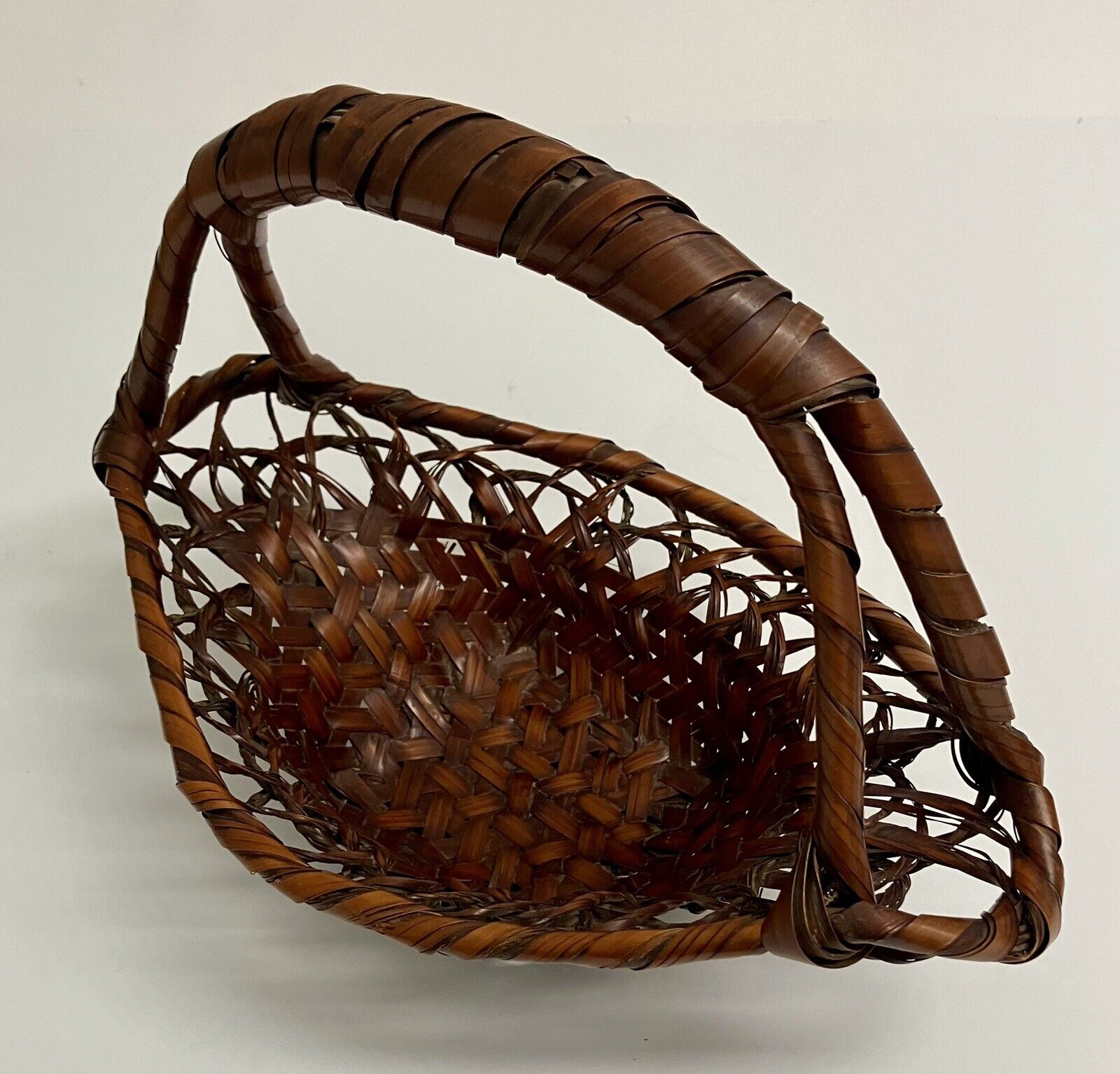 Japanese Ikebana Woven Bamboo Flower Basket - 1900’s