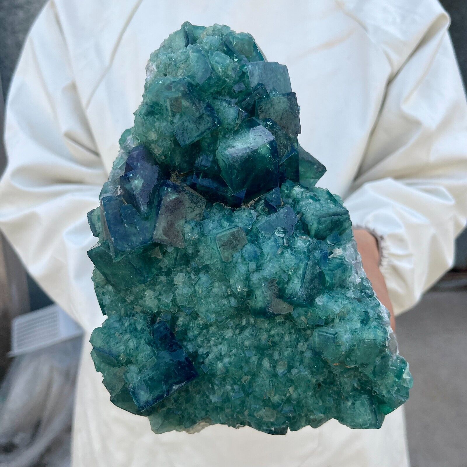 7.7LB Large NATURAL Green Cube FLUORITE Quartz Crystal Cluster Mineral Specimen