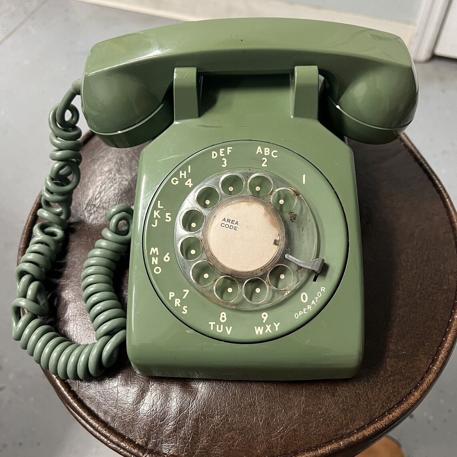 Vintage Green Rotary Desk Phone Avocado ITT Model 500 Untested