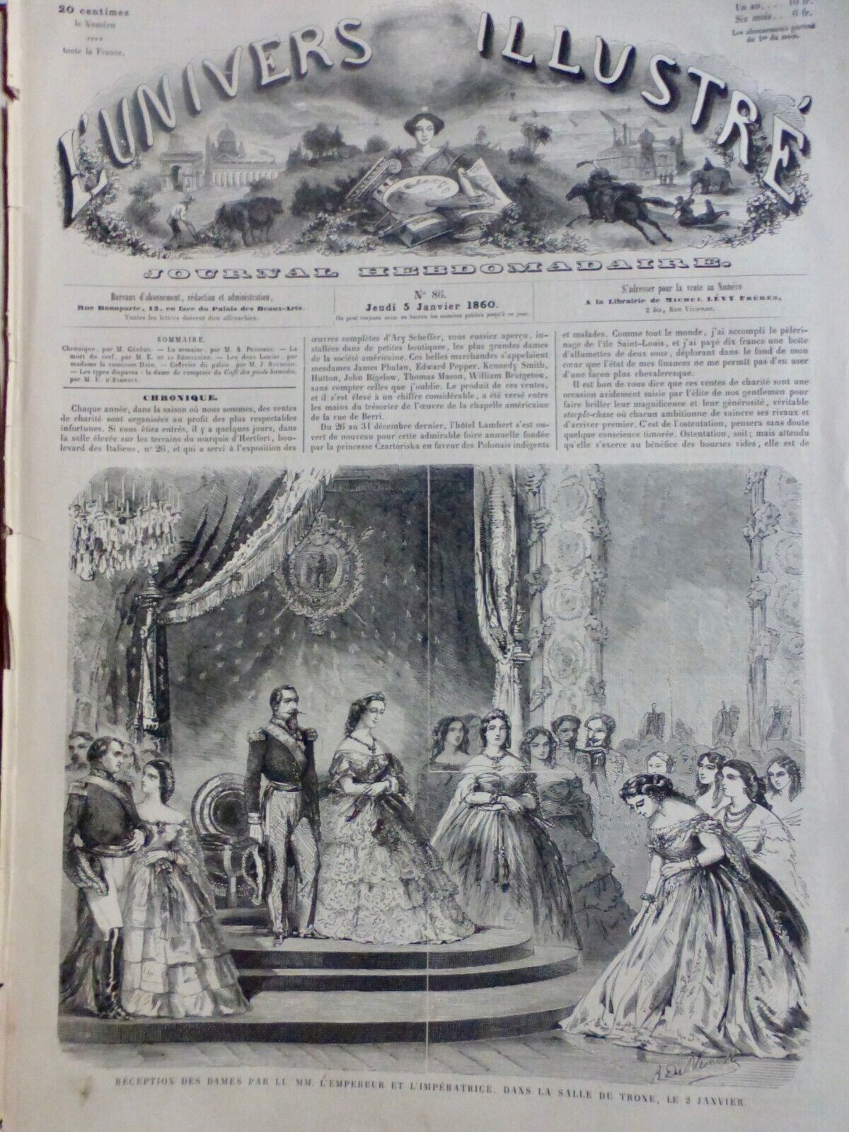 1860 1865 EMPEROR NNAPOLEON III EMPRESS EUGENICS TRAVELS 21 ANCIENT NEWSPAPERS
