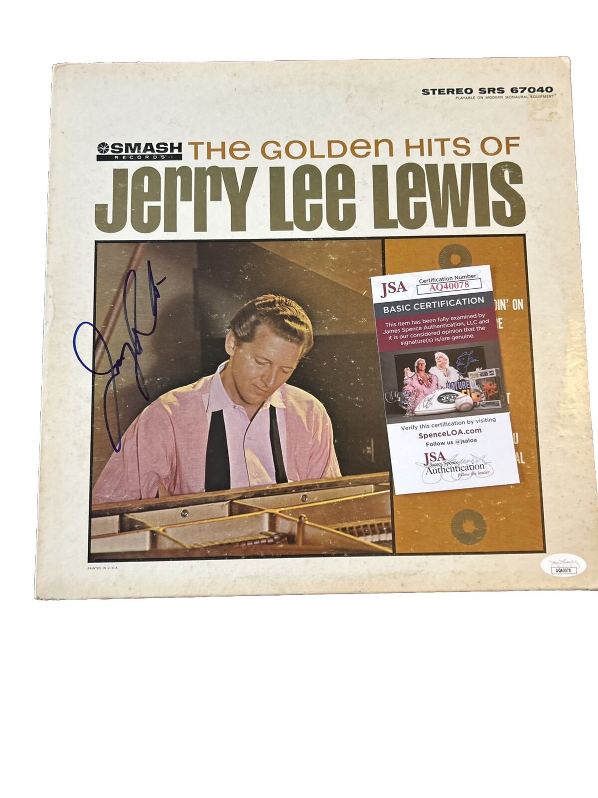 JERRY LEE LEWIS HAND SIGNED GREATEST HITS VINTAGE ALBUM LP    RARE    JSA