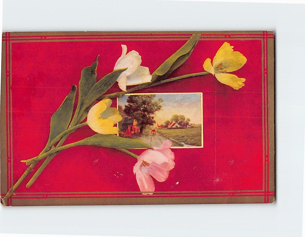Postcard Nature Scene with Flower Design Card