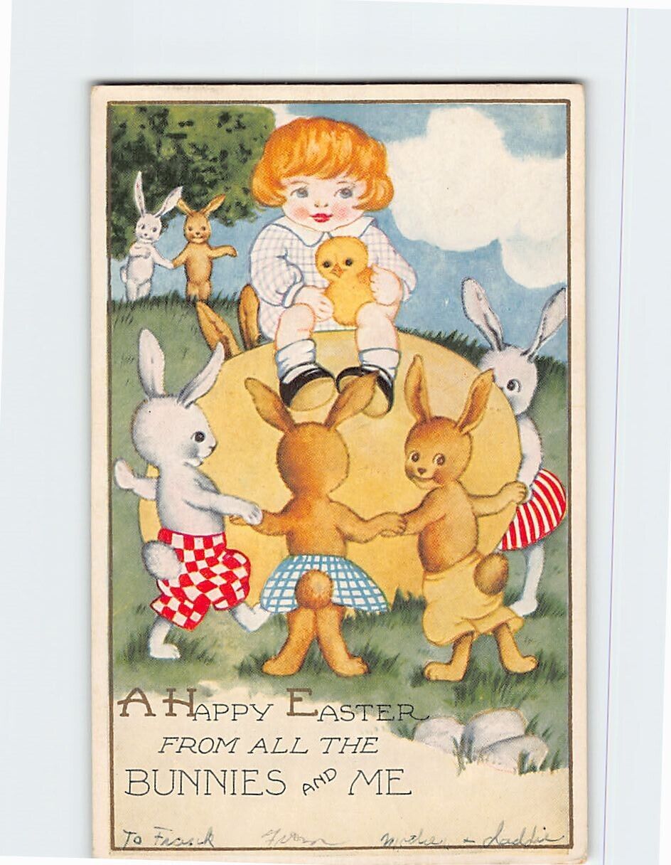 Postcard A Happy Easter from All the Bunnies and Me Embossed Card