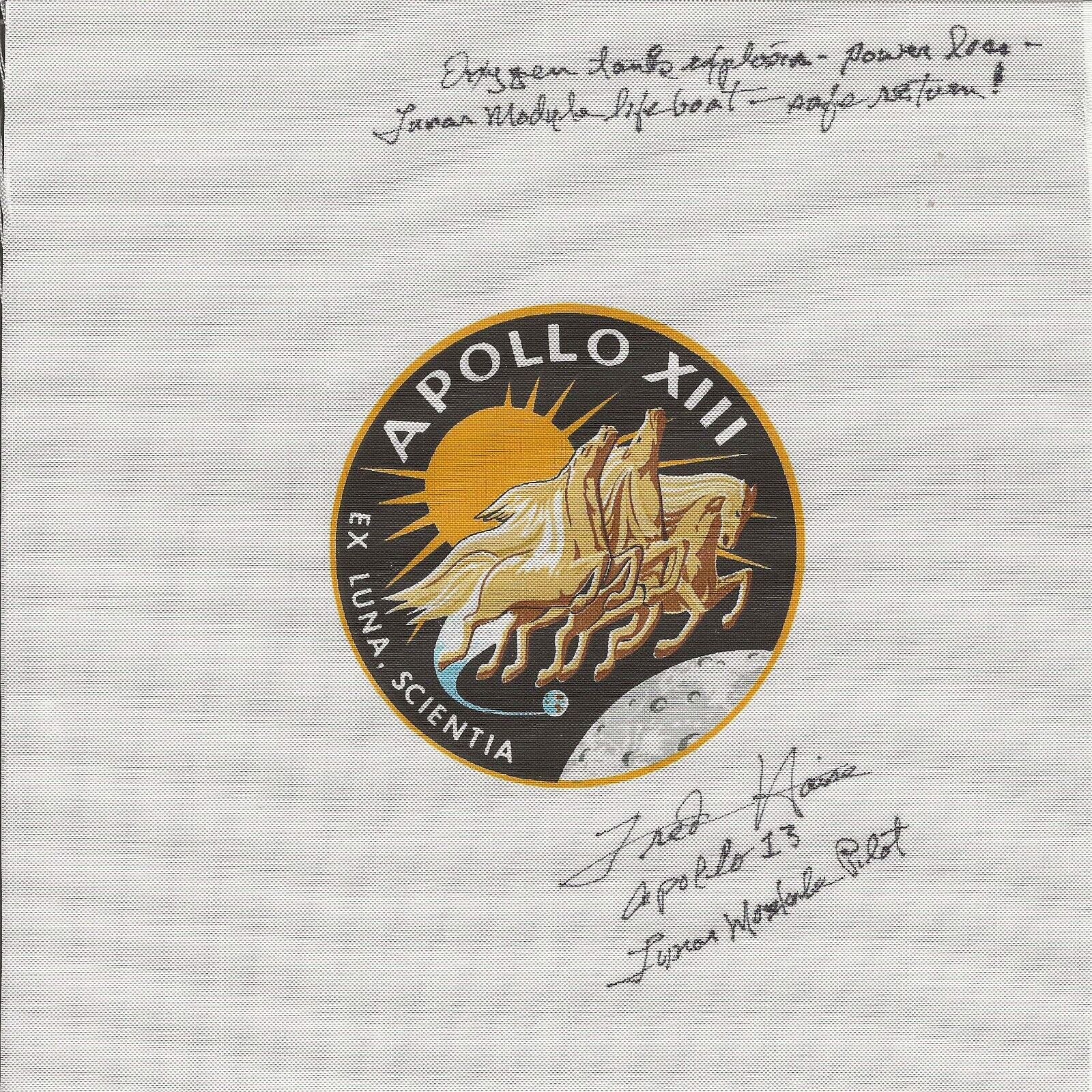 Fred Haise Apollo 13 NASA Mission Beta Cloth Signed Astronaut ZARELLI COA
